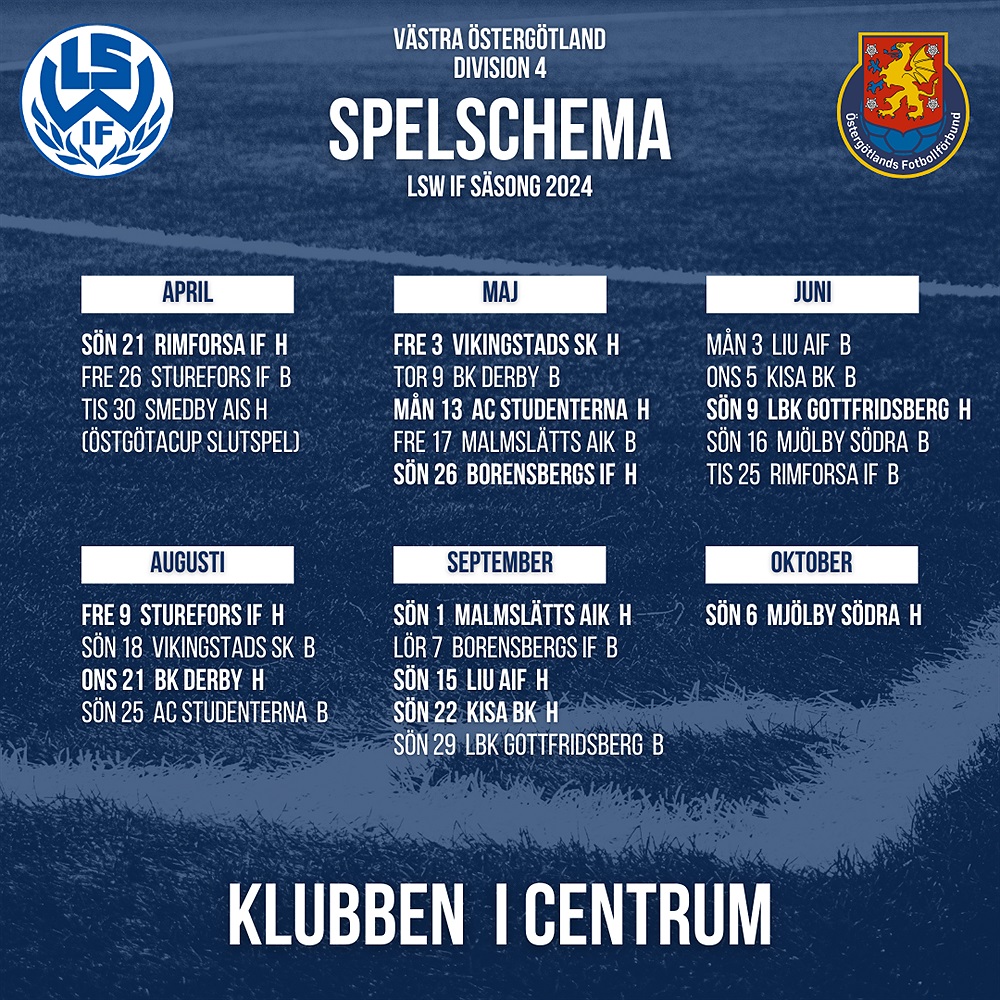 Spelschema 2024 / LSW IF Herrar Svenskalag.se